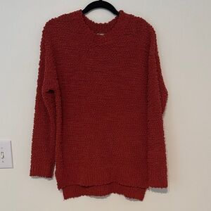 Debut Textured Orange Crew Neck Sweater